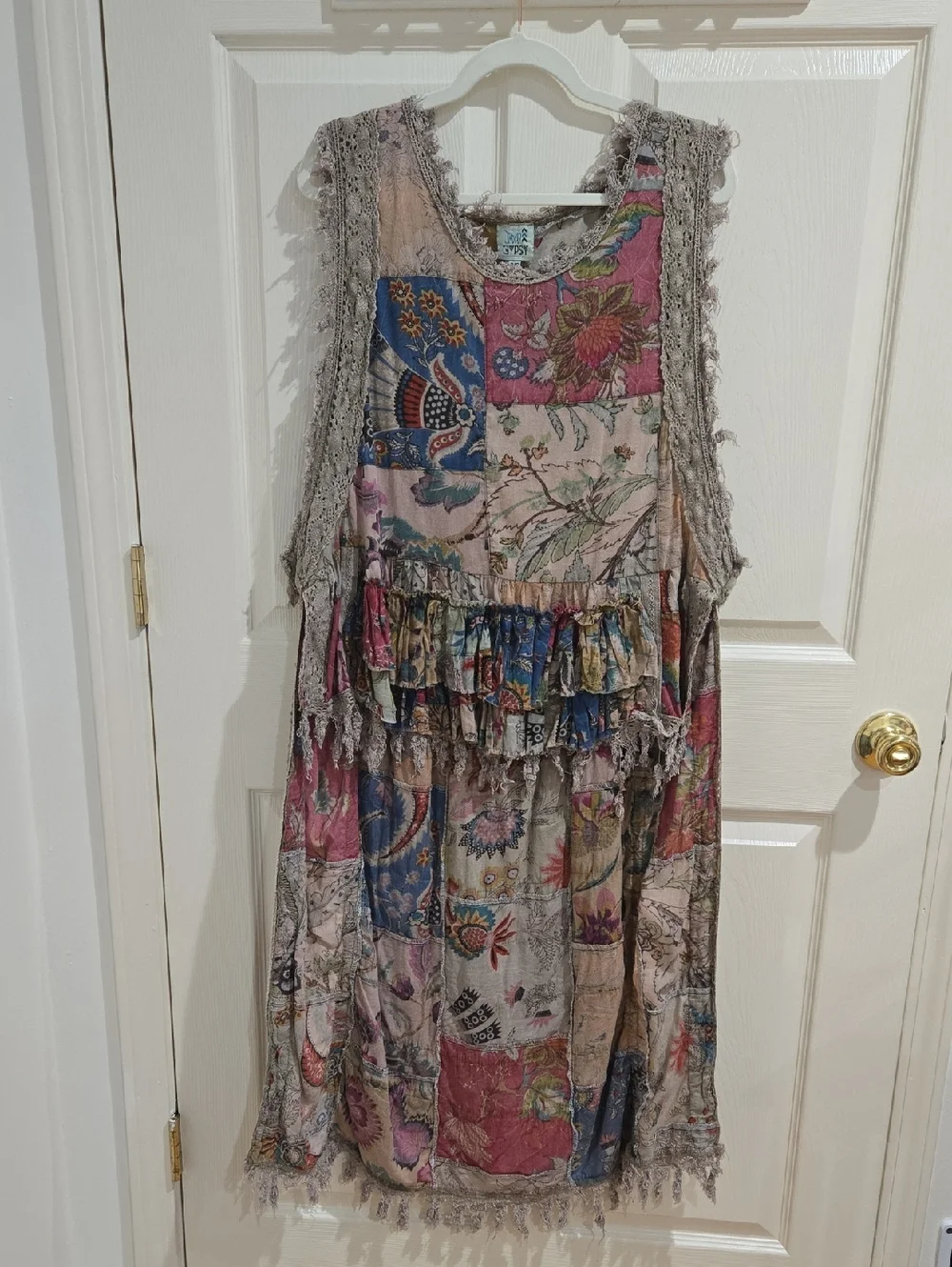 Jaded Gypsy Ruffle Up Top Boho Patchwork - Picture 8 of 16